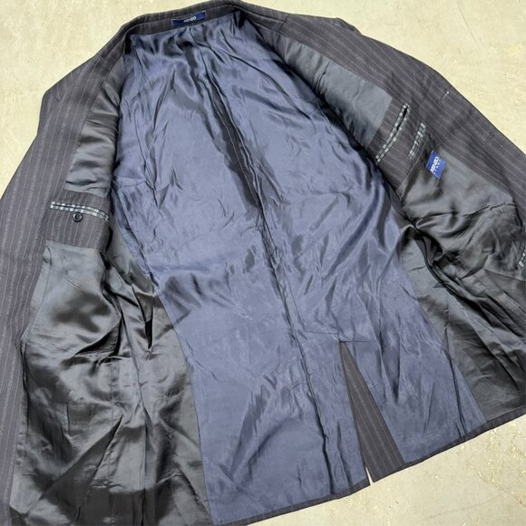 Kenzo Paris Blazer Striped Flannel Wool Sport Coat Navy Blue 3bt 44 R - Picture 6 of 9